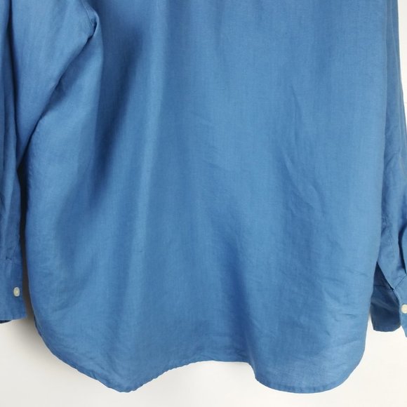 Tommy Hilfiger Linen Collared Long Sleeves Button Up Shirt Top - Picture 3 of 13